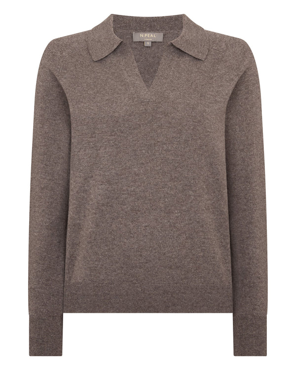 N.peal Women's Harriet Cashmere Polo Shirt In Otter Brown