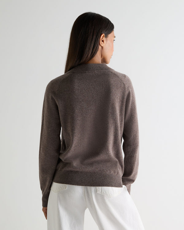 N.peal Women's Harriet Cashmere Polo Shirt In Otter Brown