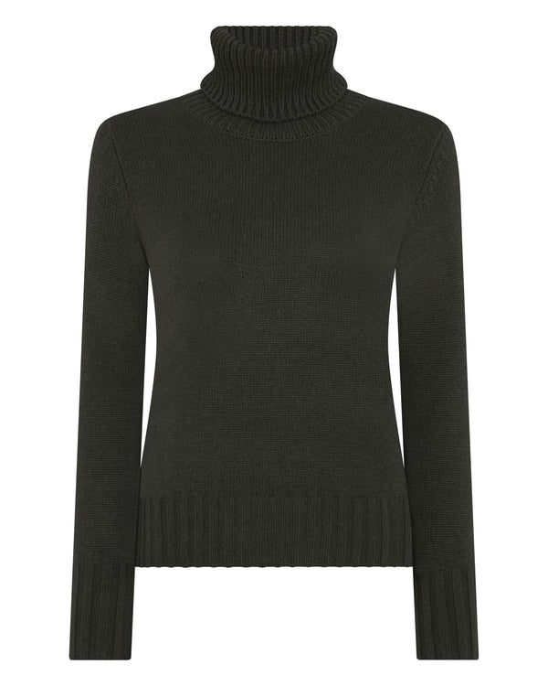 N.peal Women's Hazel Chunky Turtle Neck Cashmere Sweater In Arabica Khaki Green