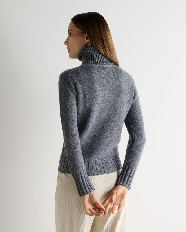N.peal Women's Hazel Chunky Turtle Neck Cashmere Sweater In Grey Melange