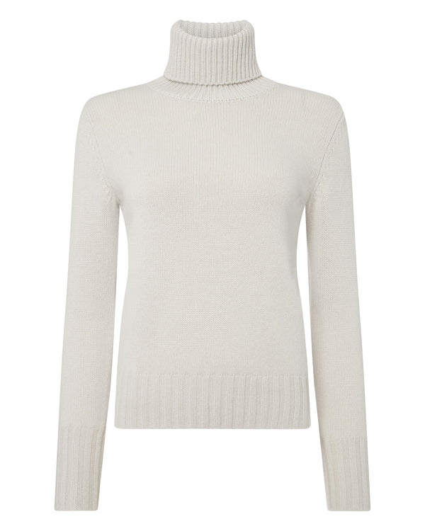 N.peal Women's Hazel Chunky Turtle Neck Cashmere Sweater In Snow Grey