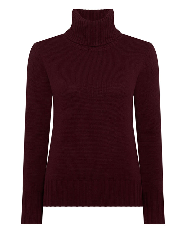 N.peal Women's Hazel Chunky Turtle Neck Cashmere Sweater In Bordeaux Red