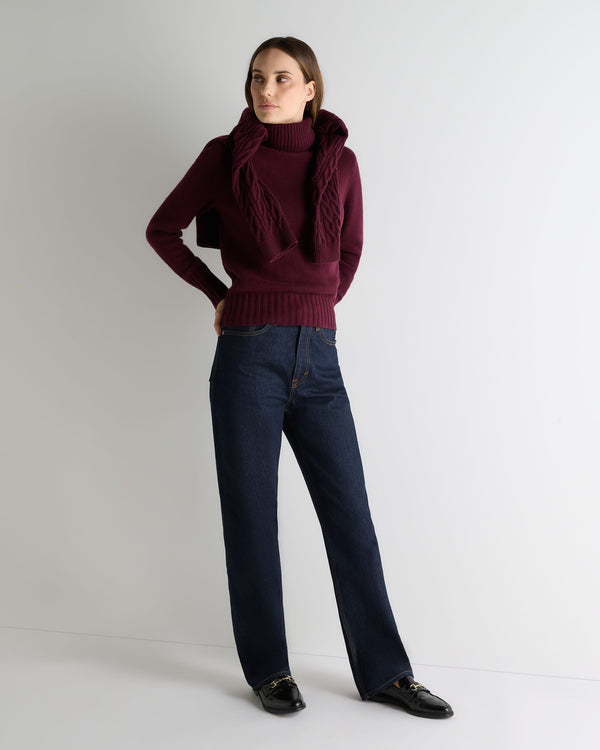 N.peal Women's Hazel Chunky Turtle Neck Cashmere Sweater In Bordeaux Red
