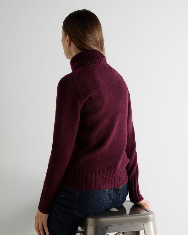 N.peal Women's Hazel Chunky Turtle Neck Cashmere Sweater In Bordeaux Red