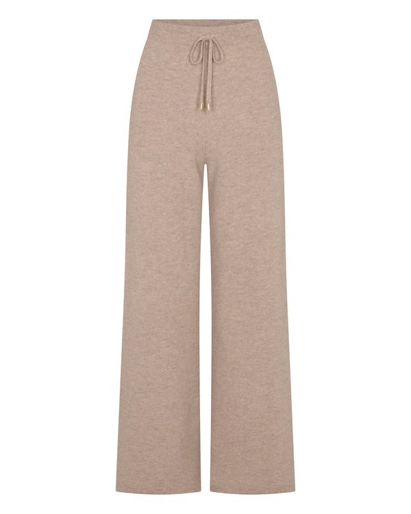 N.peal Women's Honeycomb Knit Cashmere Pant In Oatmeal Brown