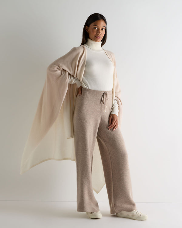 N.peal Women's Honeycomb Knit Cashmere Pant In Oatmeal Brown