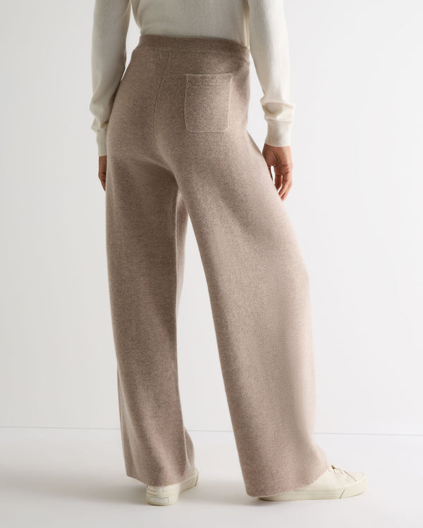 N.peal Women's Honeycomb Knit Cashmere Pant In Oatmeal Brown