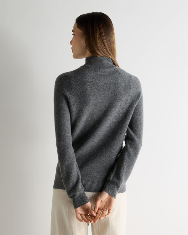 N.peal Women's Honeycomb Knit Cashmere Sweater In Elephant Grey