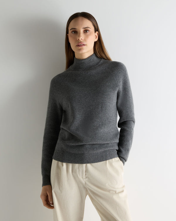 n.peal Women's Honeycomb Knit Cashmere Sweater In Elephant Grey