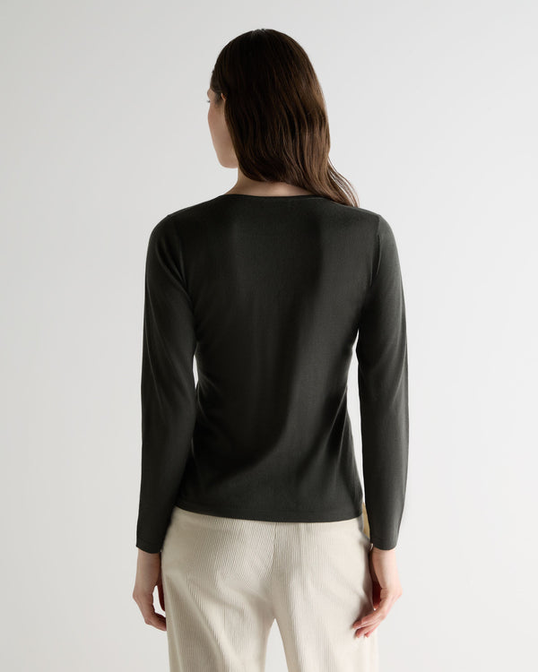 N.peal Women's Imogen Superfine Cashmere V Neck Sweater In Arabica Khaki Green