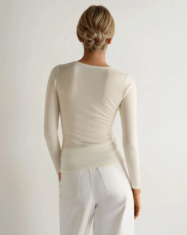 N.peal Women's Imogen Superfine Cashmere V Neck Sweater In New Ivory White