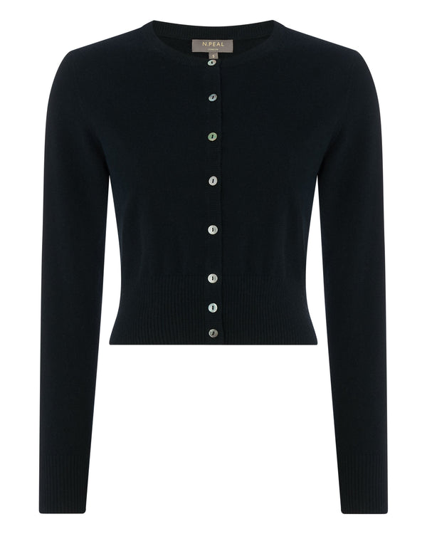 N.peal Women's Ivy Cropped Cashmere Cardigan In Black