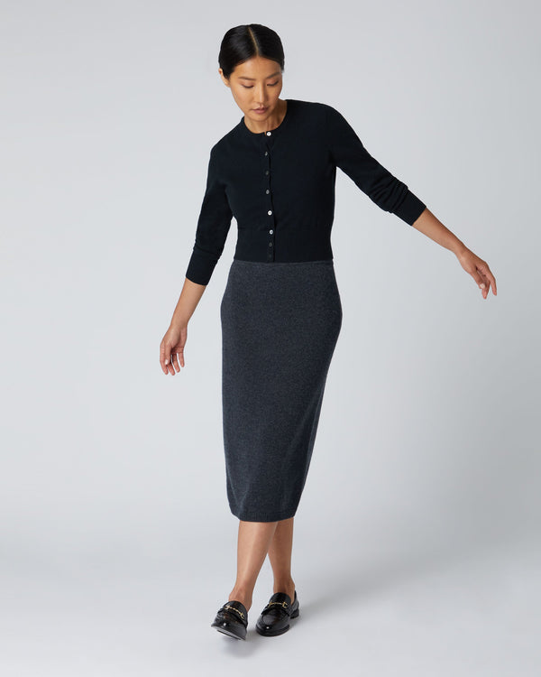 N.peal Women's Ivy Cropped Cashmere Cardigan In Black