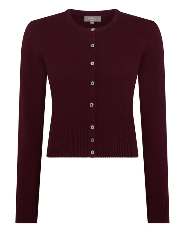 N.peal Women's Ivy Cropped Cashmere Cardigan In Bordeaux Red