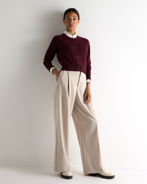 N.peal Women's Ivy Cropped Cashmere Cardigan In Bordeaux Red