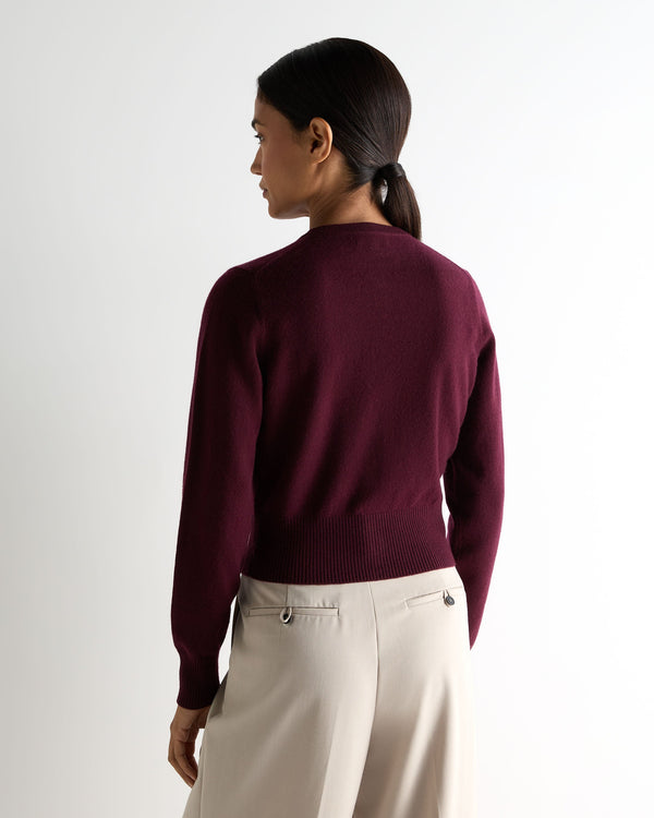 N.peal Women's Ivy Cropped Cashmere Cardigan In Bordeaux Red