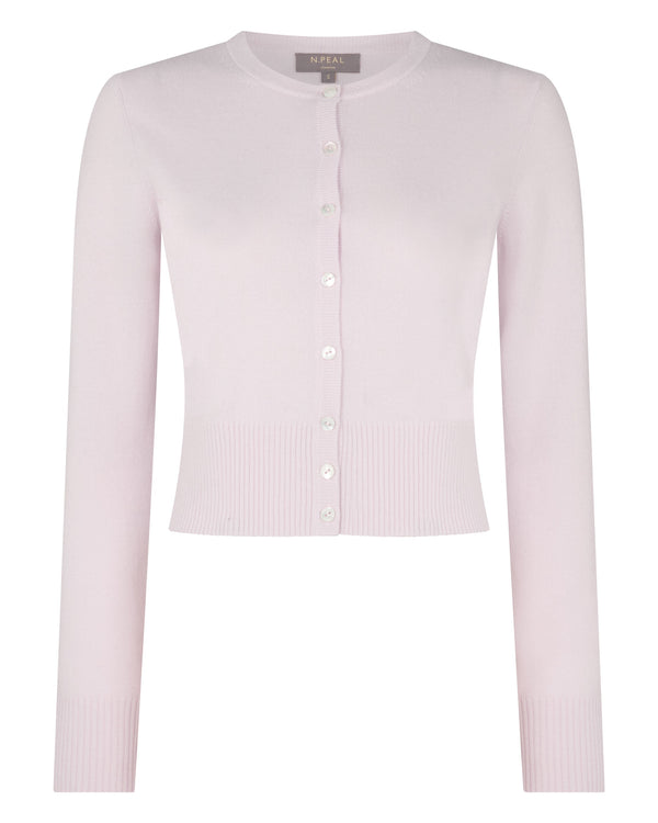 N.peal Women's Ivy Cropped Cashmere Cardigan In Chalk Pink
