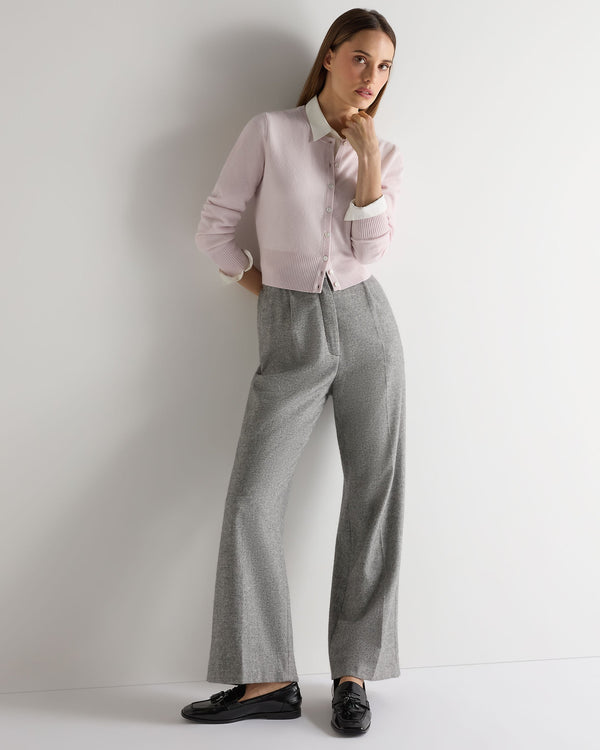 N.peal Women's Ivy Cropped Cashmere Cardigan In Chalk Pink