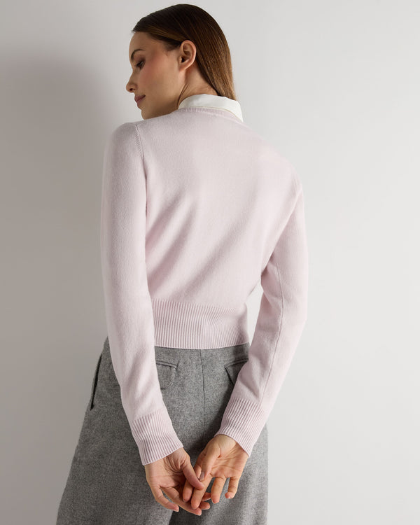 N.peal Women's Ivy Cropped Cashmere Cardigan In Chalk Pink