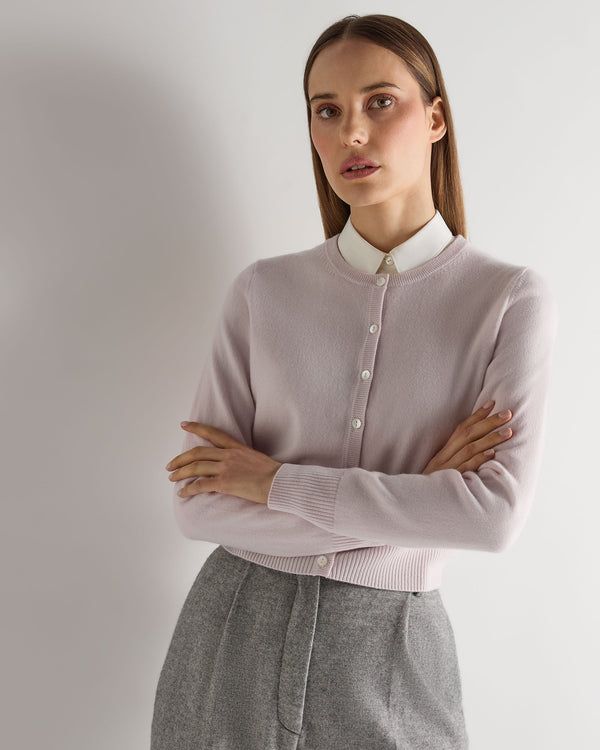 n.peal Women's Ivy Cropped Cashmere Cardigan In Chalk Pink