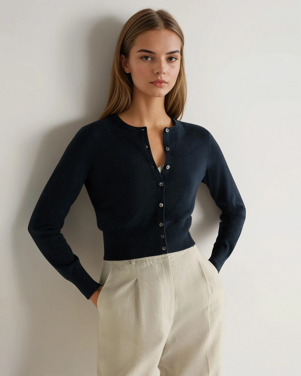 n.peal Women's Ivy Cropped Cashmere Cardigan In Indigo Blue