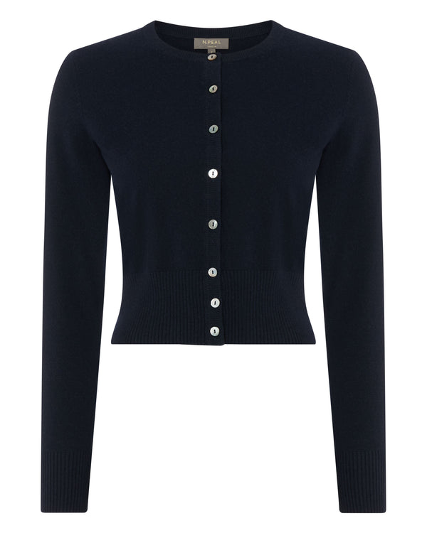 N.peal Women's Ivy Cropped Cashmere Cardigan In Navy Blue