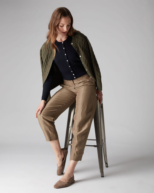 N.peal Women's Ivy Cropped Cashmere Cardigan In Navy Blue