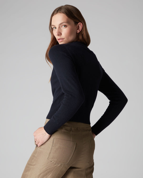 N.peal Women's Ivy Cropped Cashmere Cardigan In Navy Blue