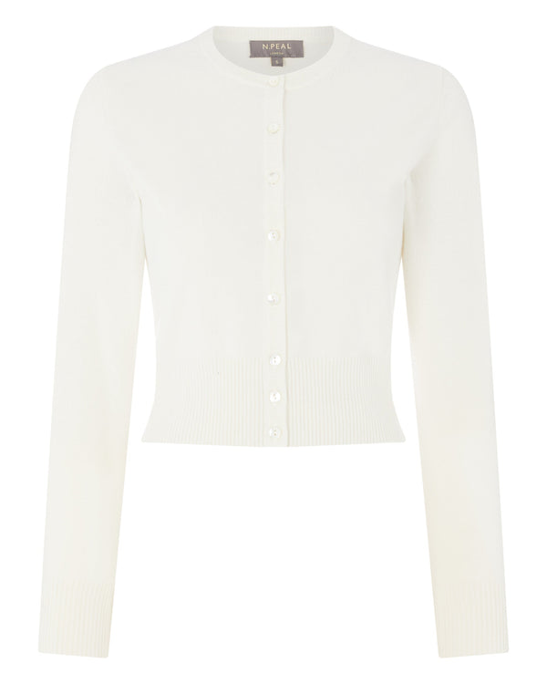 N.peal Women's Ivy Cropped Cashmere Cardigan In New Ivory White