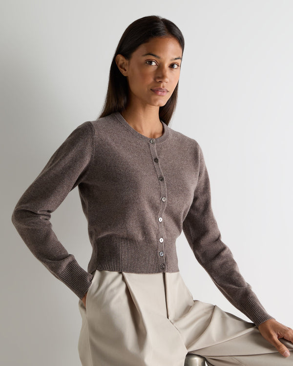 n.peal Women's Ivy Cropped Cashmere Cardigan In Otter Brown