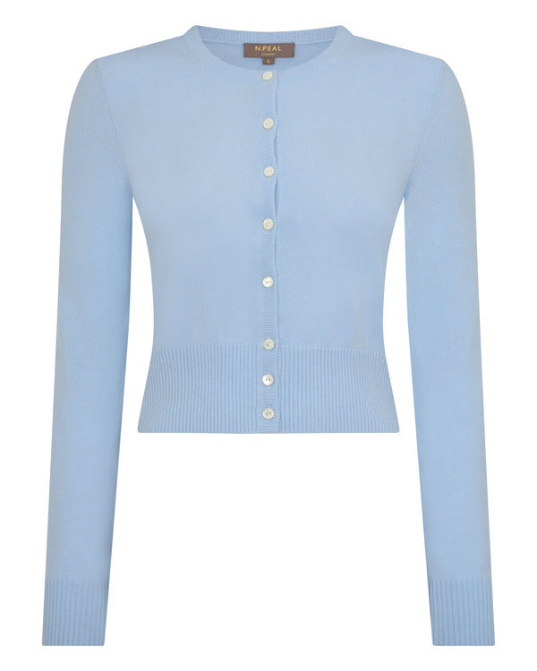 N.peal Women's Ivy Cropped Cashmere Cardigan In Sea Mist Blue