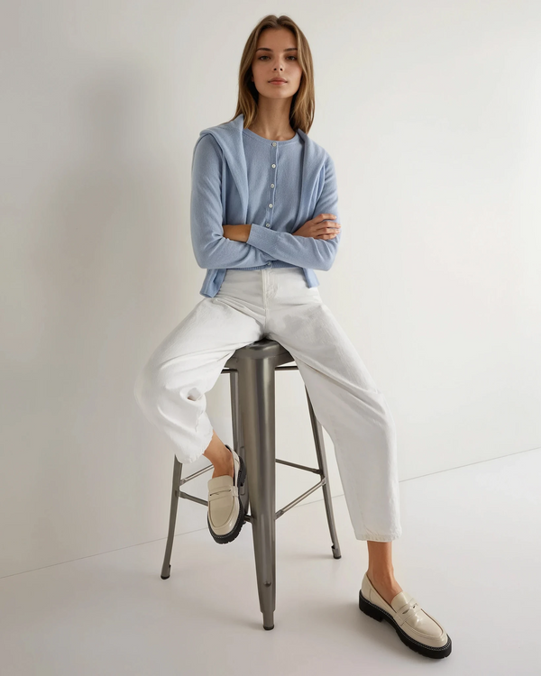 N.peal Women's Ivy Cropped Cashmere Cardigan In Sea Mist Blue