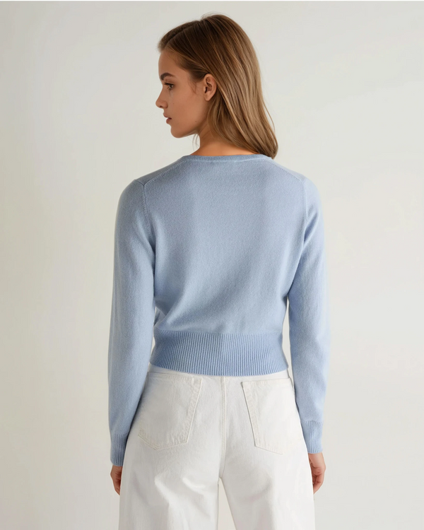 N.peal Women's Ivy Cropped Cashmere Cardigan In Sea Mist Blue
