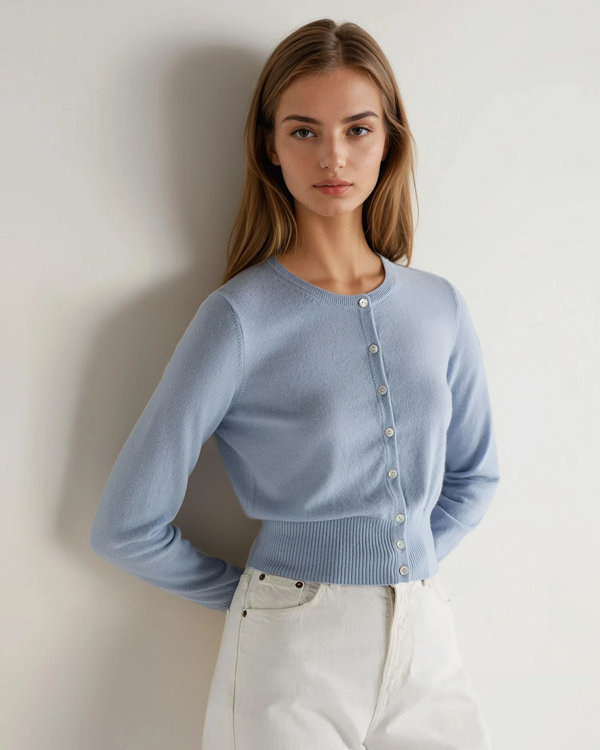 n.peal Women's Ivy Cropped Cashmere Cardigan In Sea Mist Blue