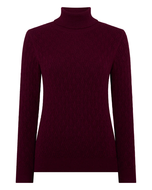N.peal Women's Lace Stitch Cashmere Sweater In Bordeaux Red