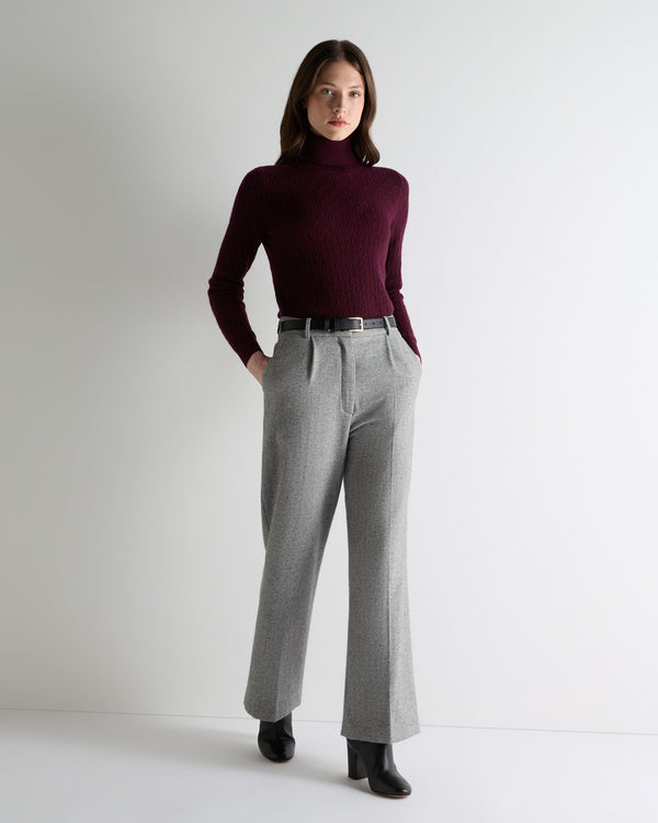 N.peal Women's Lace Stitch Cashmere Sweater In Bordeaux Red