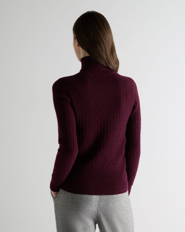 N.peal Women's Lace Stitch Cashmere Sweater In Bordeaux Red