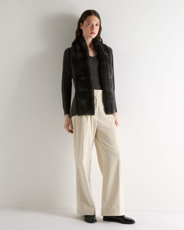 N.peal Women's Lola Fur Placket Cashmere Gilet In Arabica Khaki Green