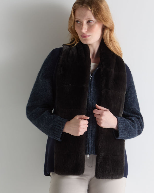 n.peal Women's Lola Fur Placket Cashmere Gilet In Navy Blue