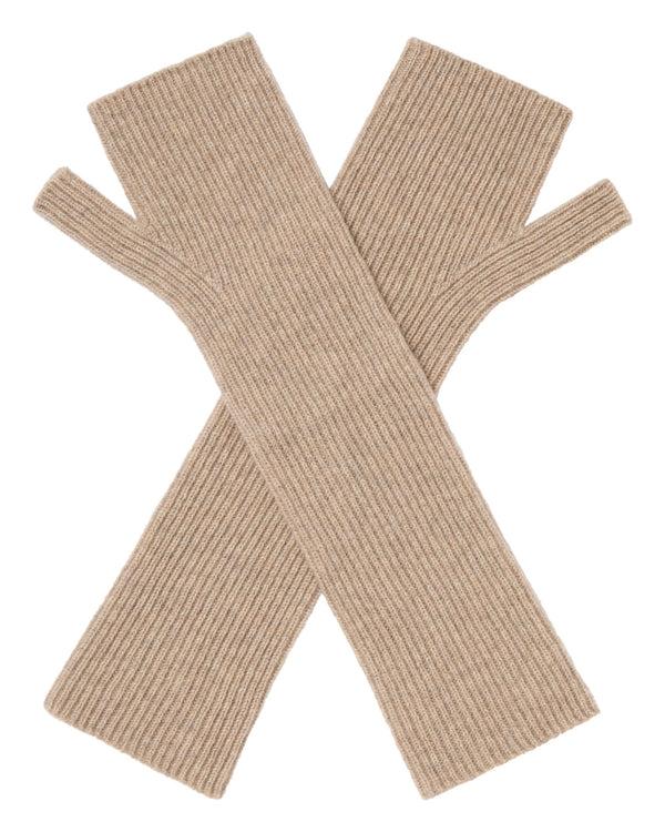 n.peal Women's Long Cashmere Wristwarmers In Oatmeal Brown