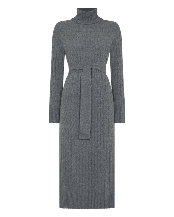 N.peal Women's Longline Cable Cashmere Dress In Elephant Grey
