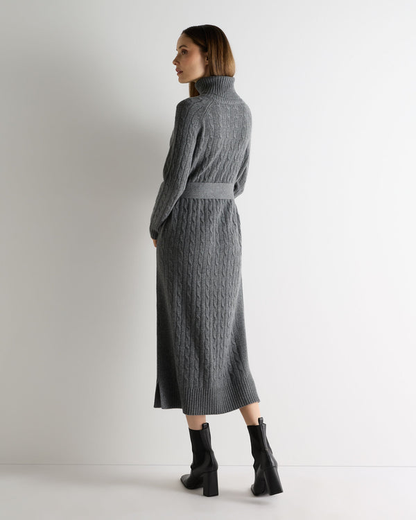 N.peal Women's Longline Cable Cashmere Dress In Elephant Grey