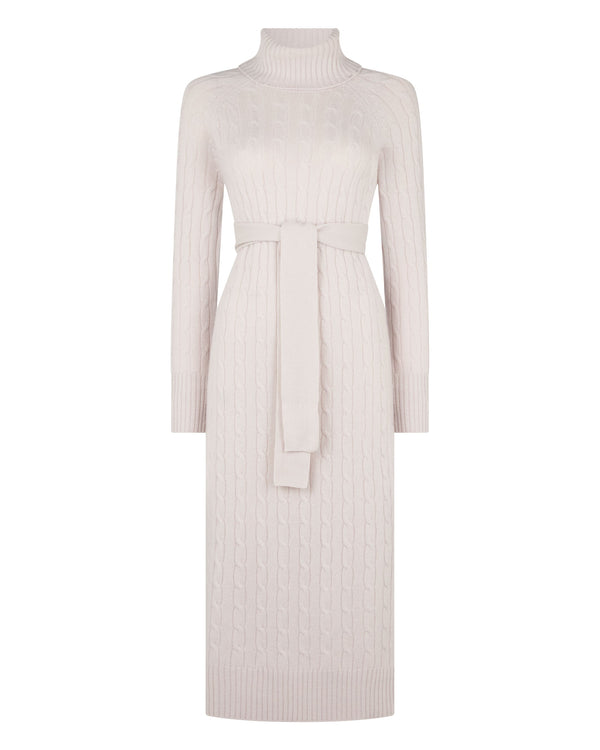 N.peal Women's Longline Cable Cashmere Dress In Snow Grey