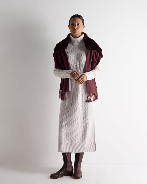 N.peal Women's Longline Cable Cashmere Dress In Snow Grey