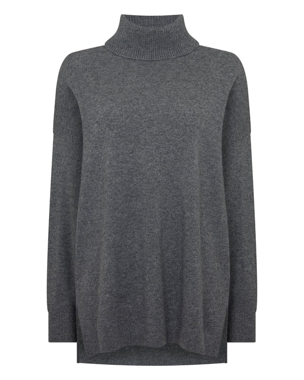 N.peal Women's Longline Turtle Neck Cashmere Sweater In Elephant Grey