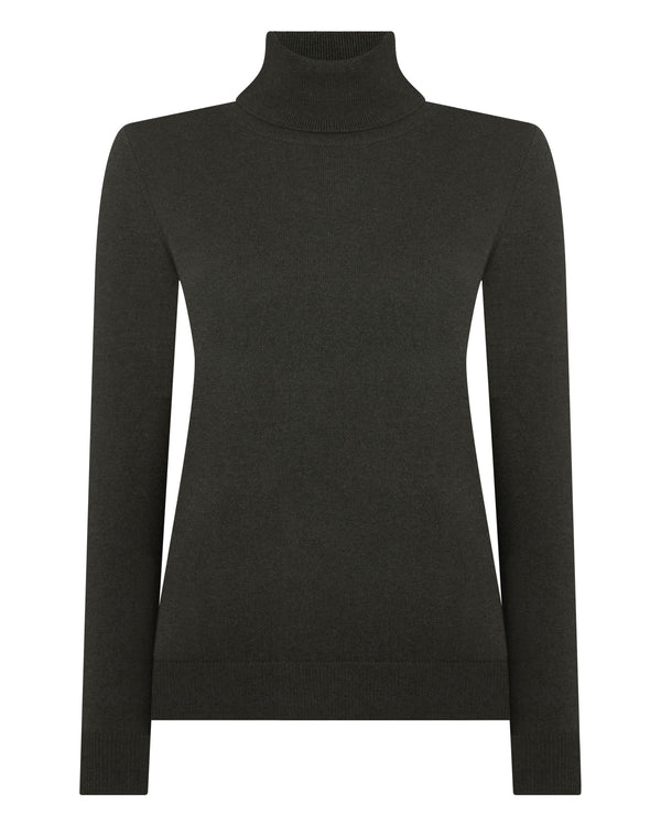 N.peal Women's Luna Turtle Neck Cashmere Sweater In Arabica Khaki Green
