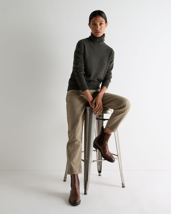 N.peal Women's Luna Turtle Neck Cashmere Sweater In Arabica Khaki Green