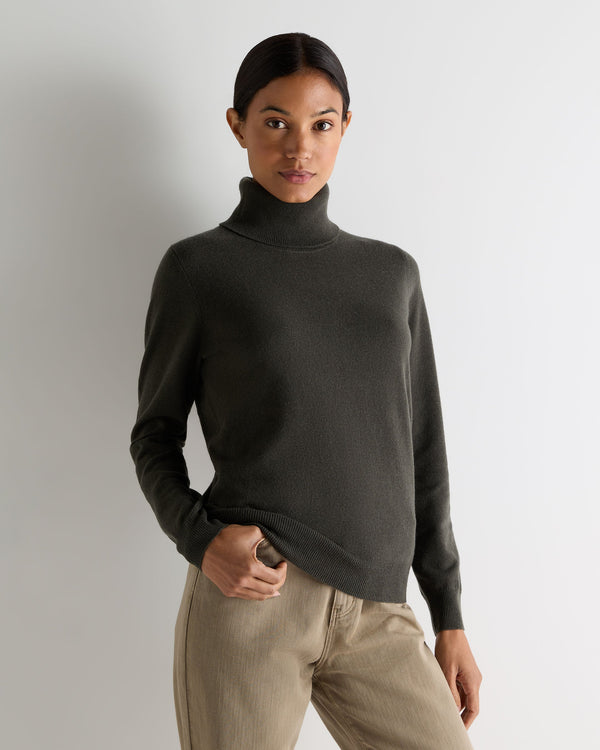 n.peal Women's Luna Turtle Neck Cashmere Sweater In Arabica Khaki Green