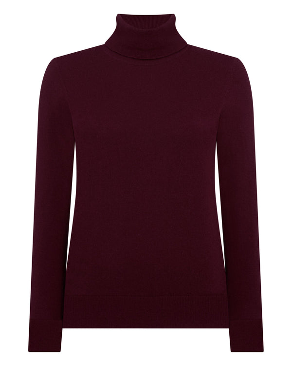 N.peal Women's Luna Turtle Neck Cashmere Sweater In Bordeaux Red