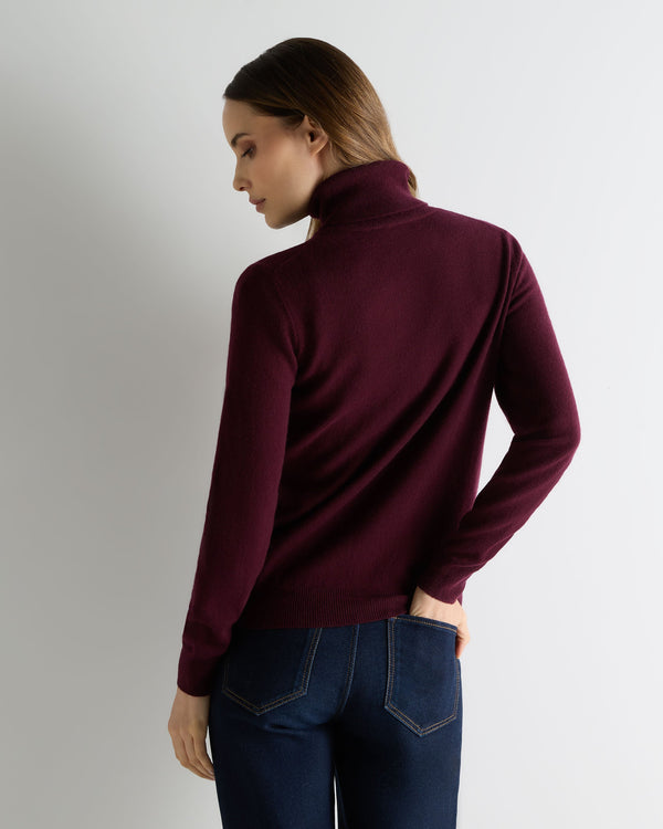 N.peal Women's Luna Turtle Neck Cashmere Sweater In Bordeaux Red